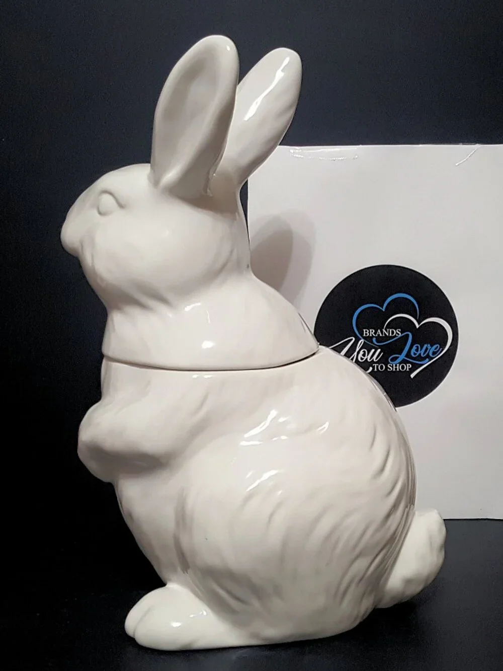 Pottery Barn Figural Floral Bunny Cookie Jar 12.5